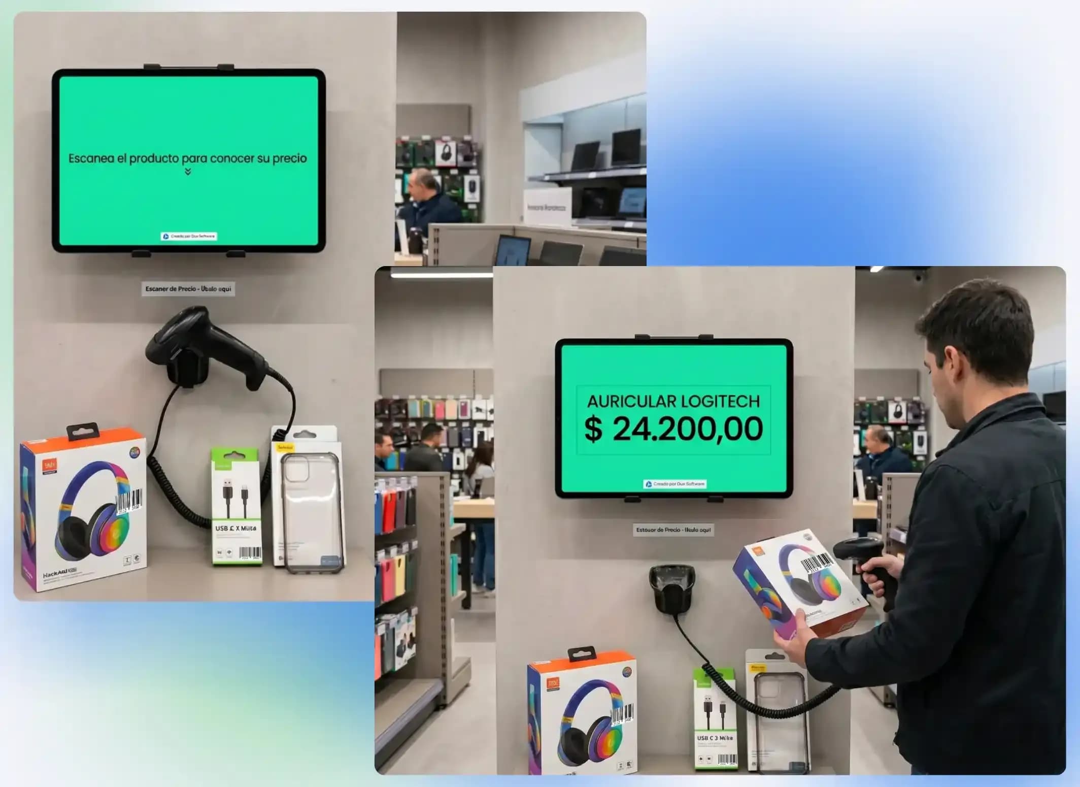 Terminal de consulta de precios sincronizada con el sistema de gestión para visualización instantánea