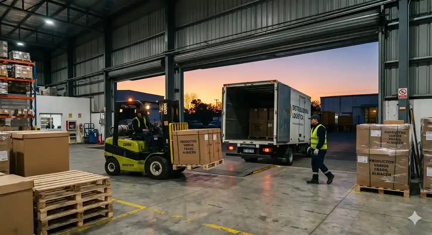 Galpón de depósito mayorista, gestionando un envío de mercadería
