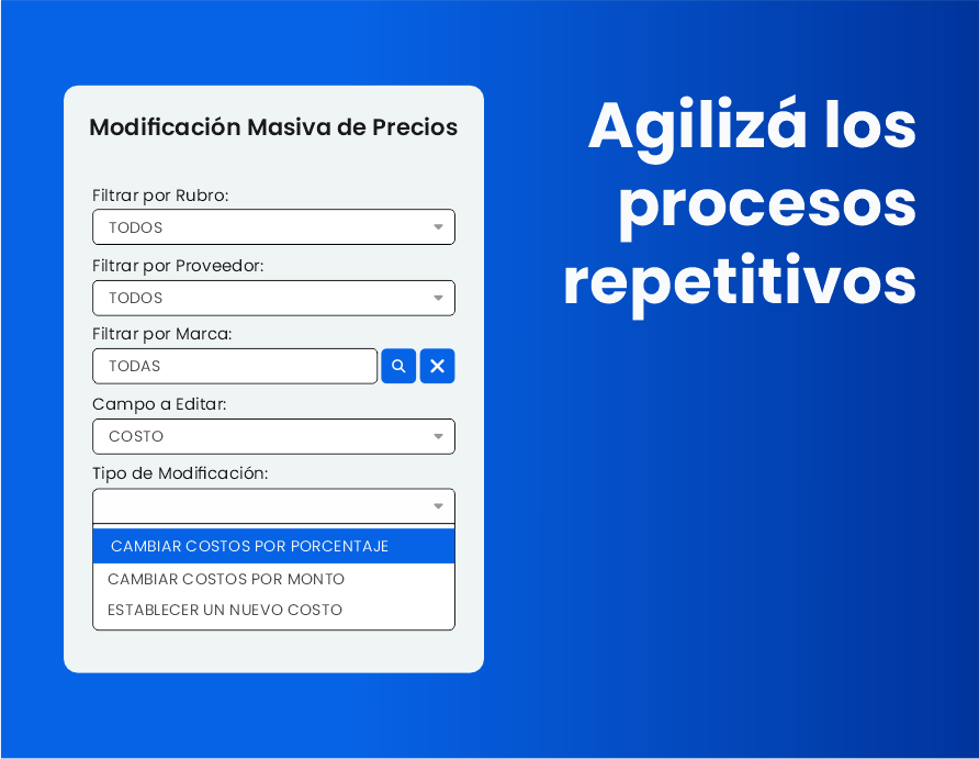 Actualización masiva de percios en dietéticas